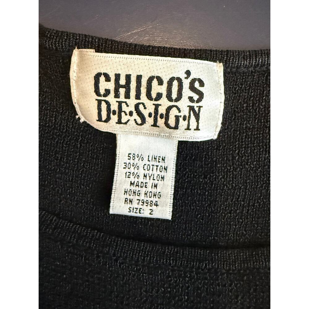 Vintage Chico’s Design Black Knit Tank Size 2 Large Minimalist - Picture 2 of 5
